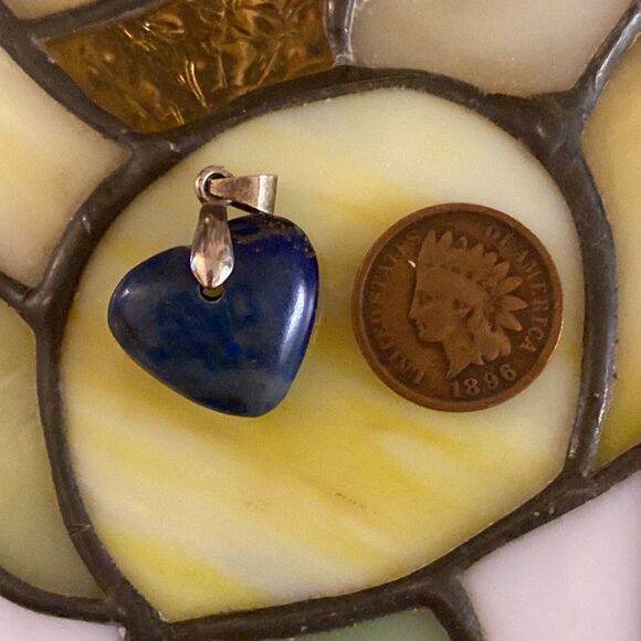 Blue Lapis Heart Pendant set in Sterling Silver - Picture 8 of 8